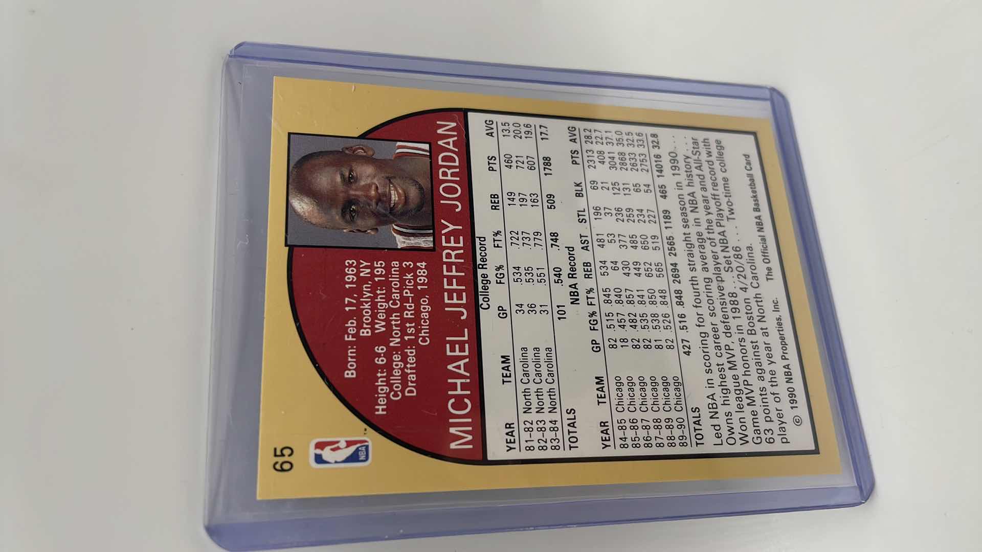 Photo 2 of 1990 MICHAEL JORDAN NBA HOOPS CARD 65 