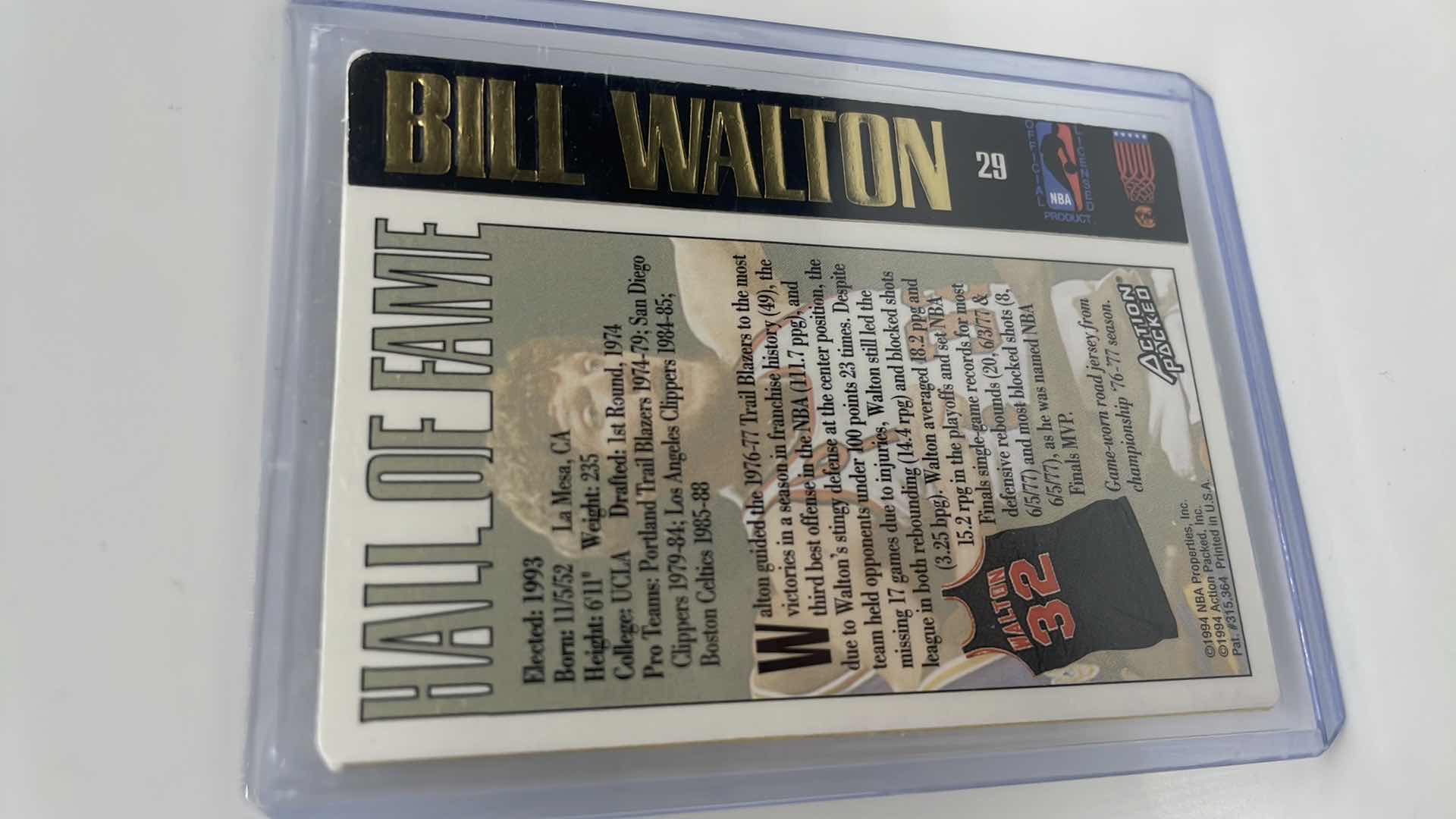 Photo 2 of 1994 BILL WALTON ACTION PACKED GOLD CARD 29