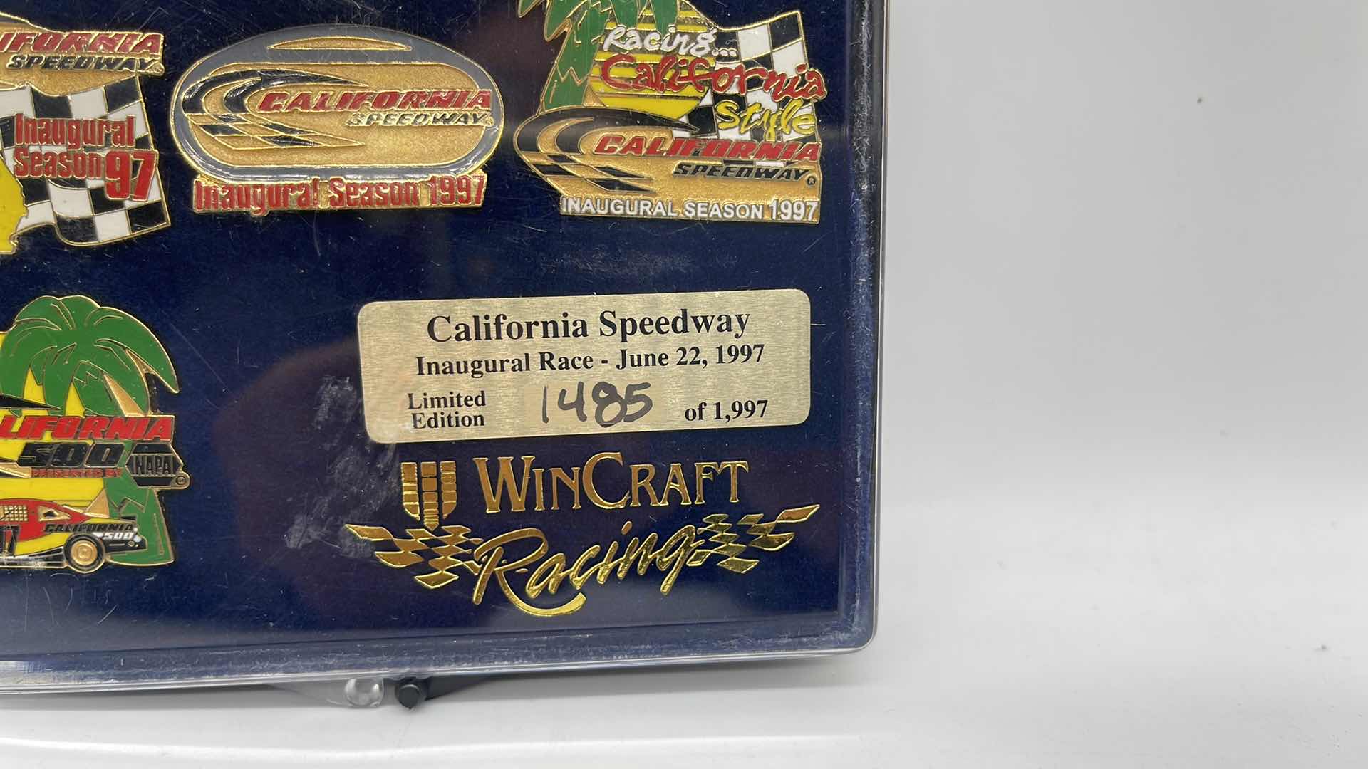 Photo 2 of 1997 NASCAR  CALIFORNIA SPEEDWAY LIMITED EDITION INAUGURAL RACE ENAMEL PIN NUMBERED 1485/1997