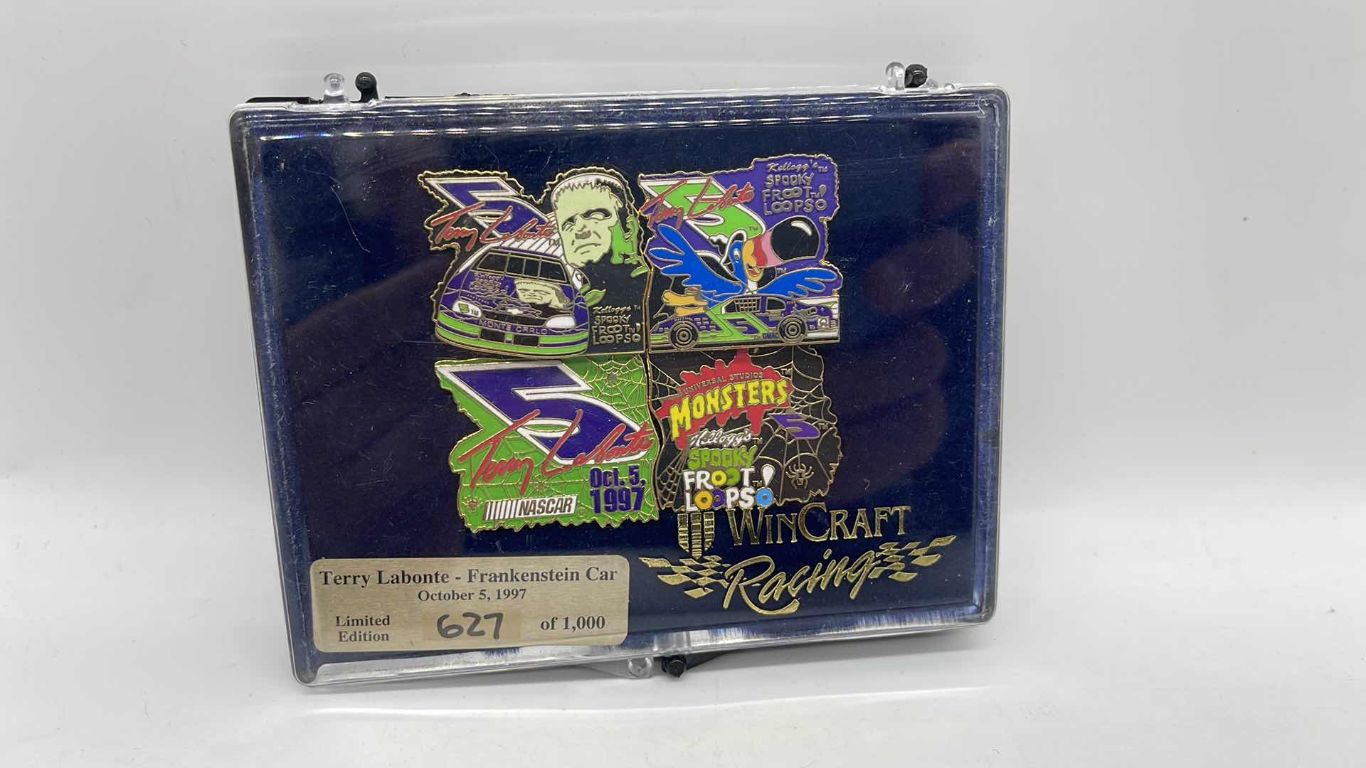 Photo 1 of 1997 TERRY LABONTE LIMITED EDITION FRANKENSTEIN CAR ENAMEL PIN SET NUMBERED 627/1000