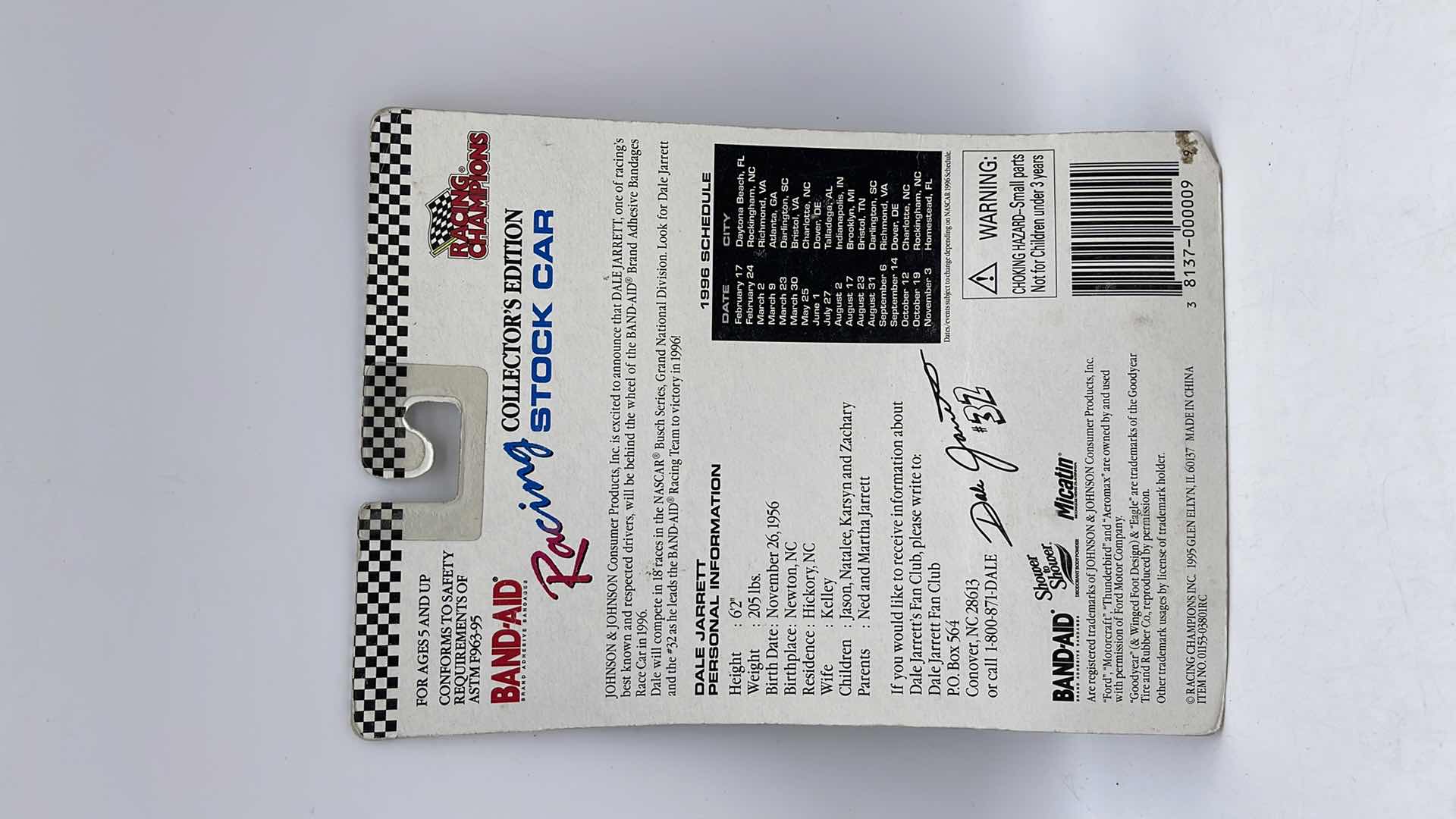 Photo 3 of 1995 DALE JARRETT BAND AID RACING #32 COLLECTOR'S EDITION DIECAST CAR 