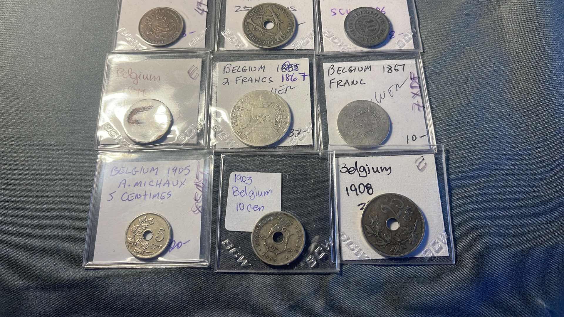 Photo 3 of 10 BELGIUM ANTIQUE COLLECTOR COINS