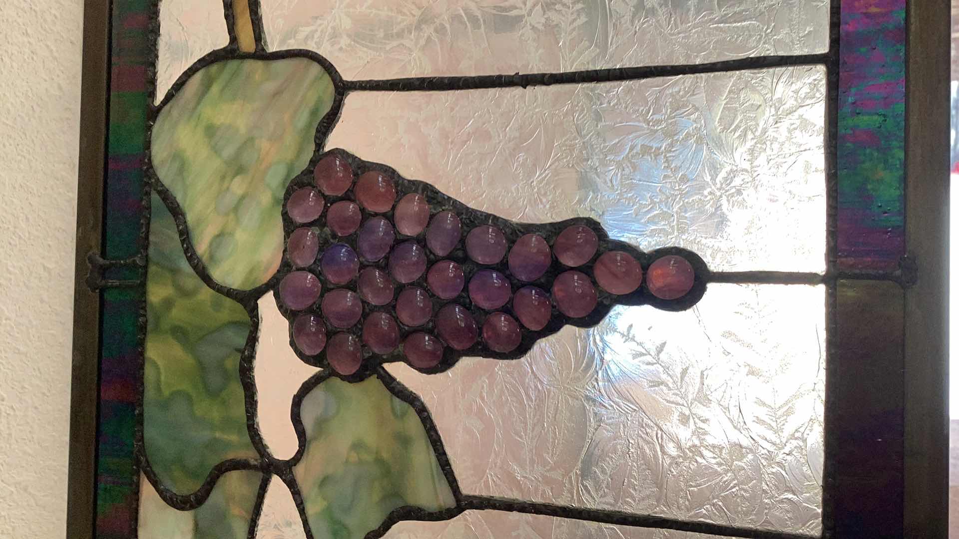 Photo 2 of LARGE GRAPE STAINED GLASS DECORATION 36”  X H 13”