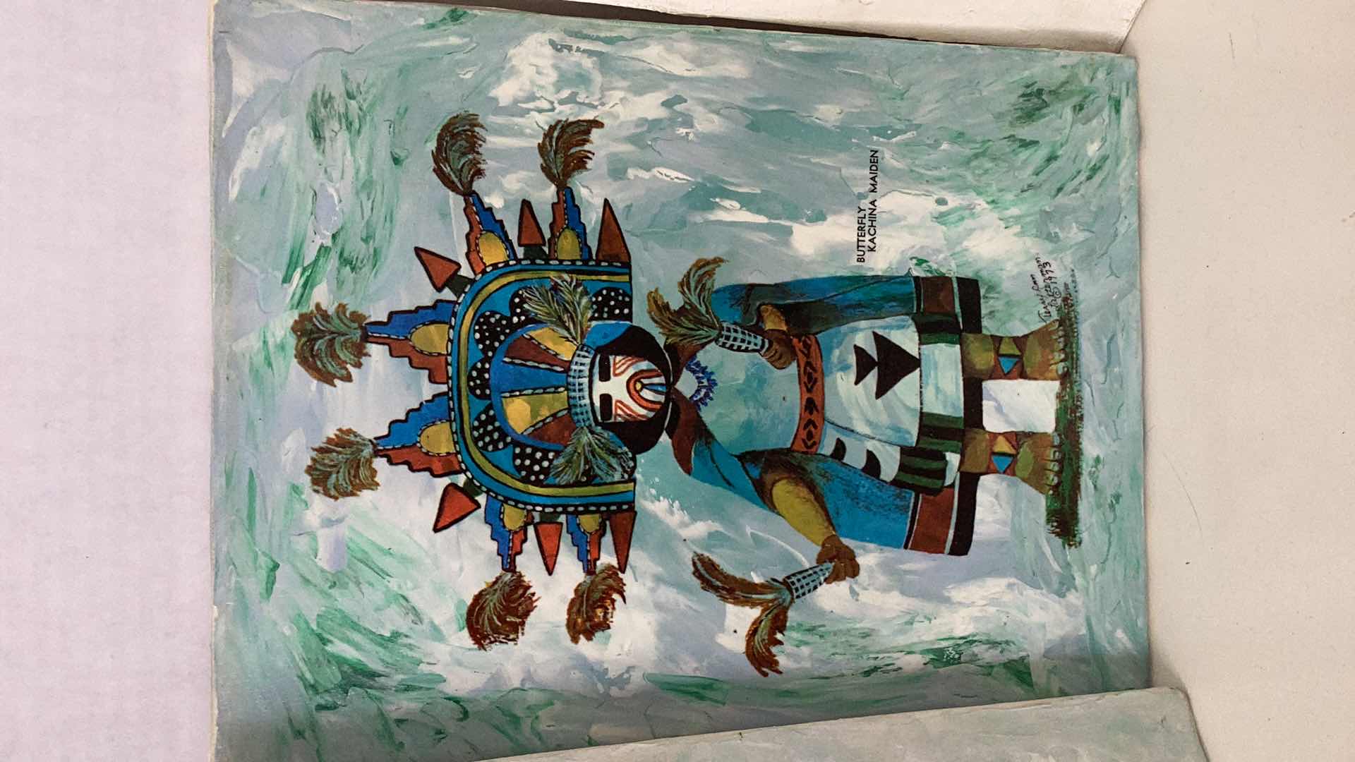 Photo 3 of THREE VINTAGE 1973 TERRY ANN LATTERMAN HAND PAINTED KACHINA PAINTINGS 11” X H 14” $40 EACH