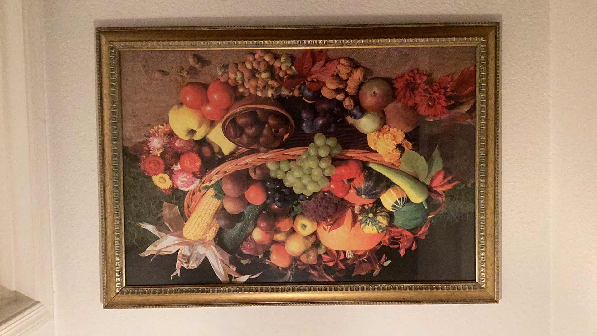 Photo 1 of THANKSGIVING FRUIT AND VEGETABLE PRINT 40” X H 28”