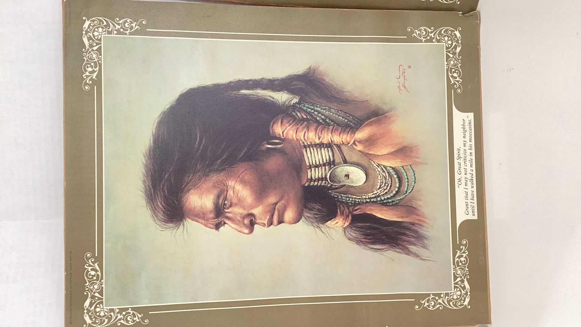 Photo 2 of TWO VINTAGE 1976 BILL HAMPTON AMERICAN INDIAN PRINTS 15” X H 20”