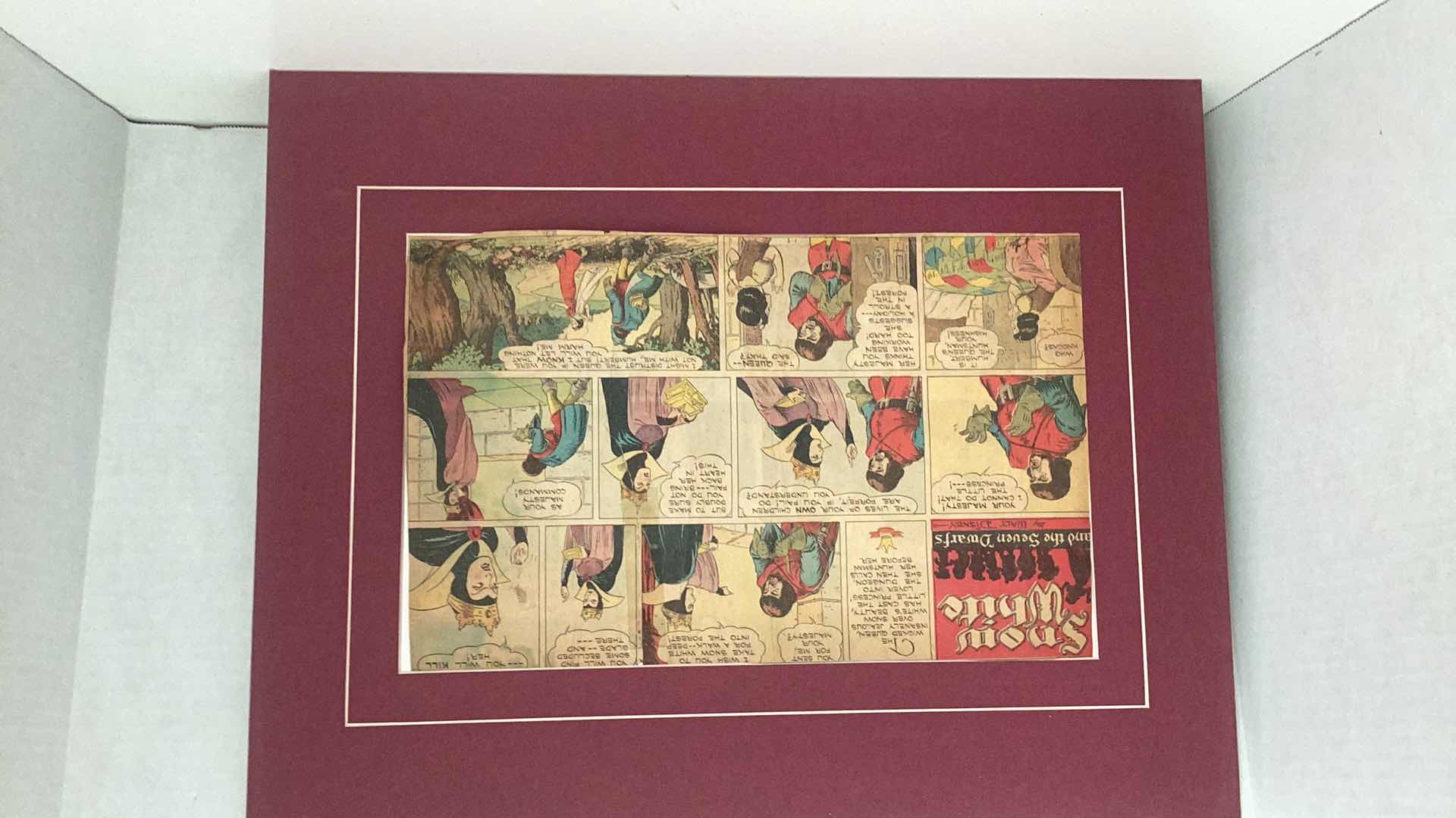 Photo 19 of VINTAGE 1937 WALT DISNEY “SNOW WHITE AND THE SEVEN DWARFS” MATTED ORIGINAL COLOR COMIC STRIP SET OF TWENTY 20” X H 16”