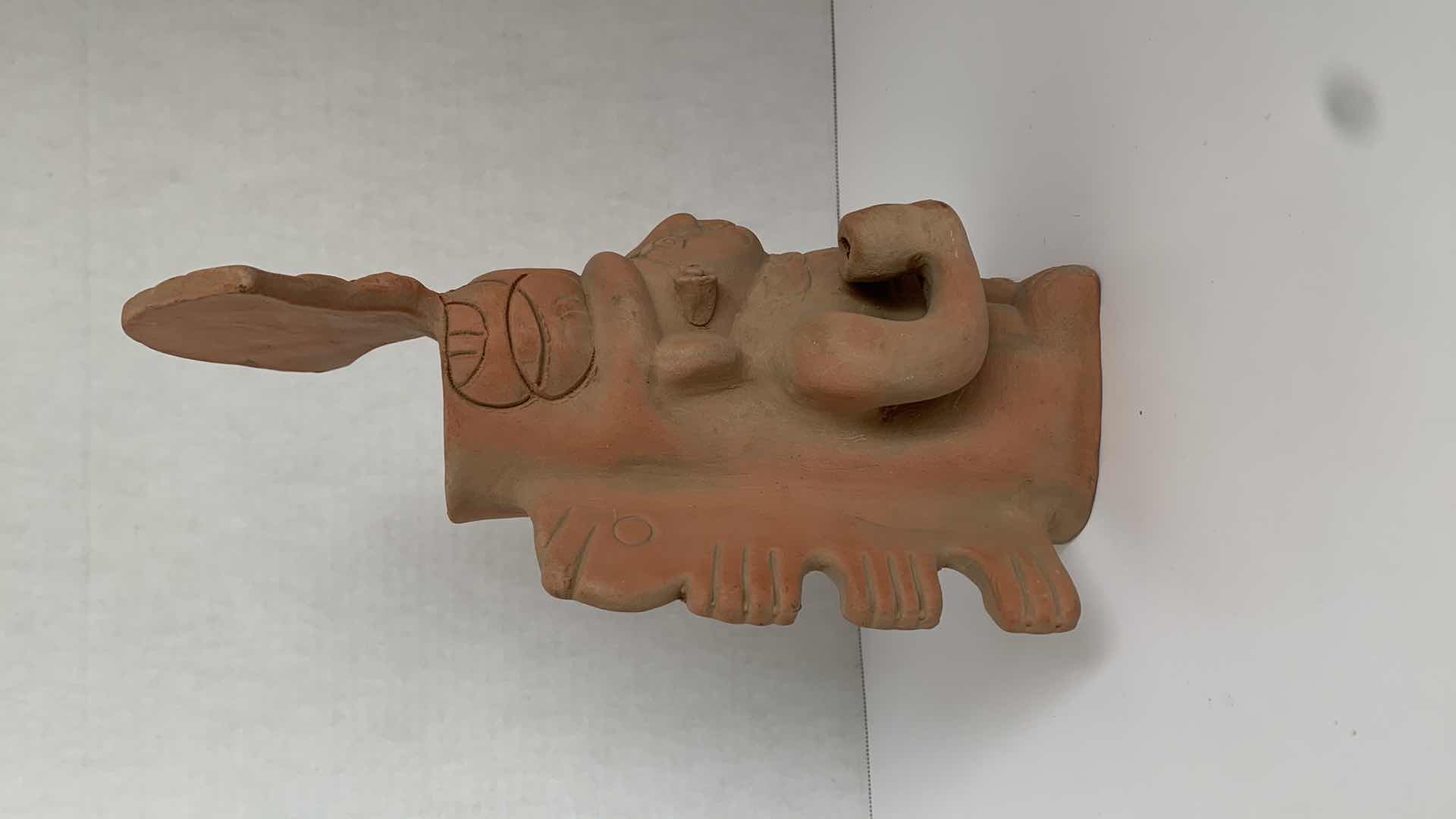 Photo 3 of REPLICA MESOAMERICAN CLAY STATUE 5” X 5” H 11”