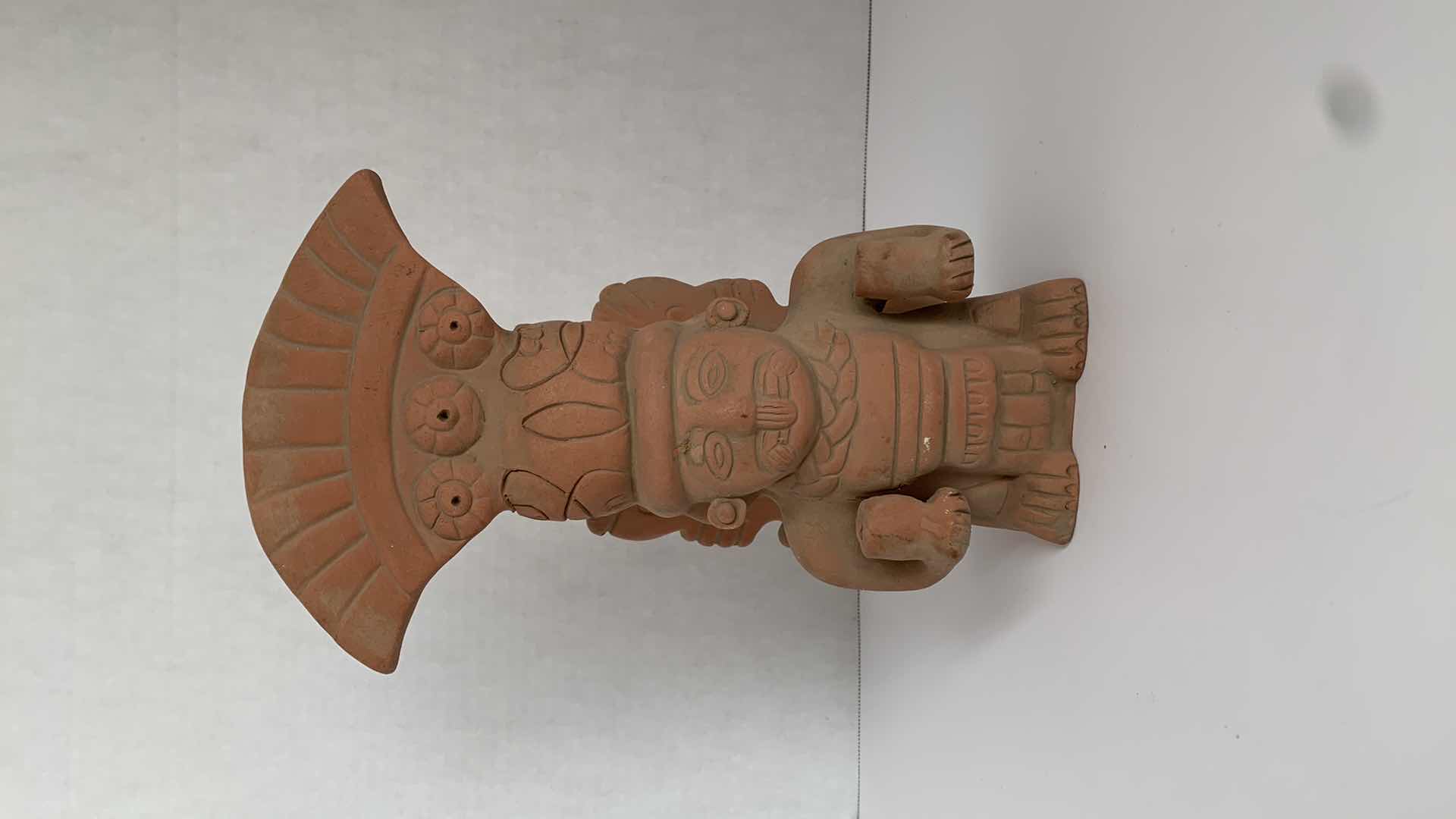 Photo 1 of REPLICA MESOAMERICAN CLAY STATUE 5” X 5” H 11”