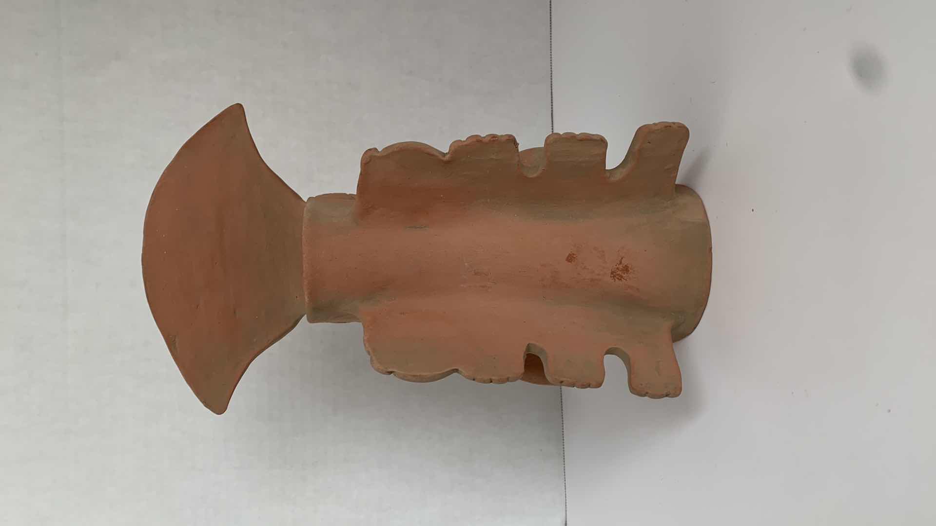 Photo 4 of REPLICA MESOAMERICAN CLAY STATUE 5” X 5” H 11”