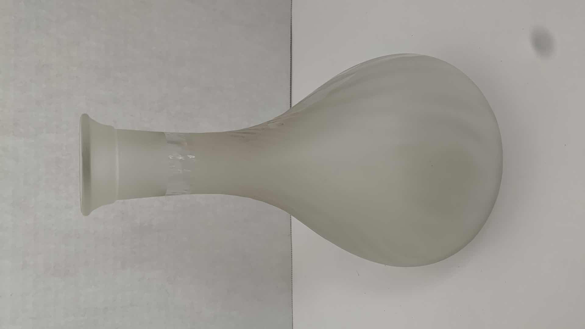 Photo 2 of FROSTED GLASS VASE WITH WOMAN FIGURE 6” X 6” H 9”