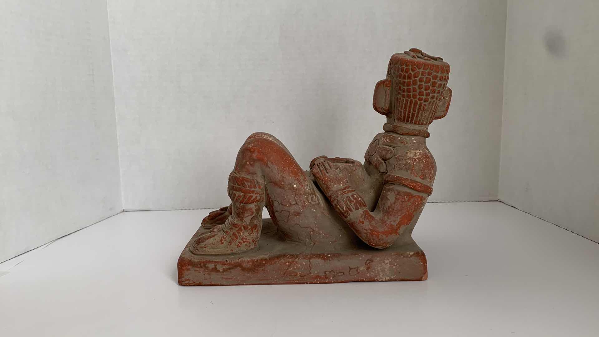 Photo 4 of REPLICA CHACMOOL CLAY STATUE 10” X 5” H 9”
