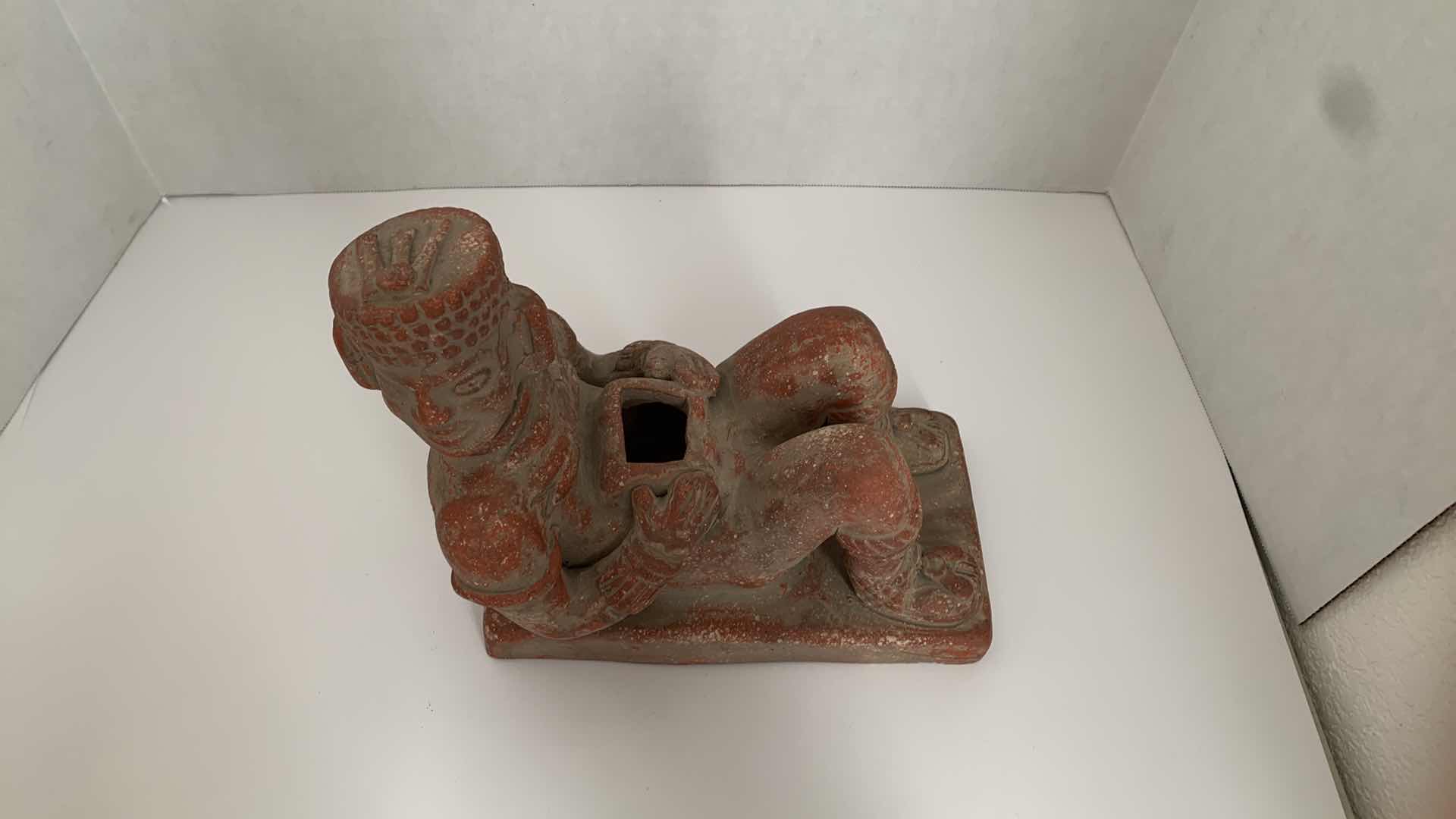 Photo 3 of REPLICA CHACMOOL CLAY STATUE 10” X 5” H 9”