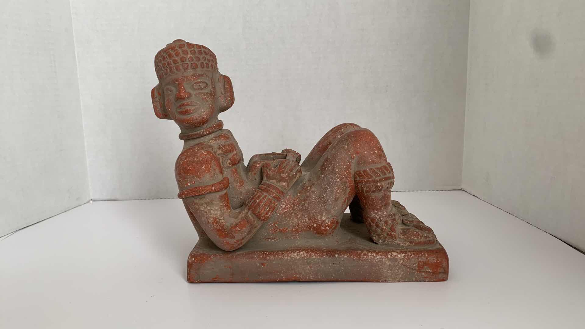 Photo 1 of REPLICA CHACMOOL CLAY STATUE 10” X 5” H 9”