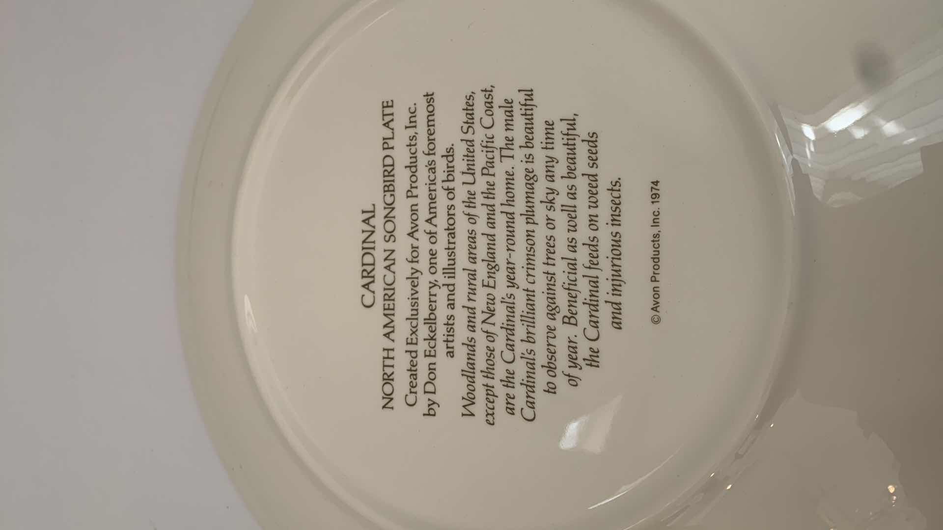 Photo 3 of AVON PRODUCTS “CARDINAL�” PLATE 11” WIDE