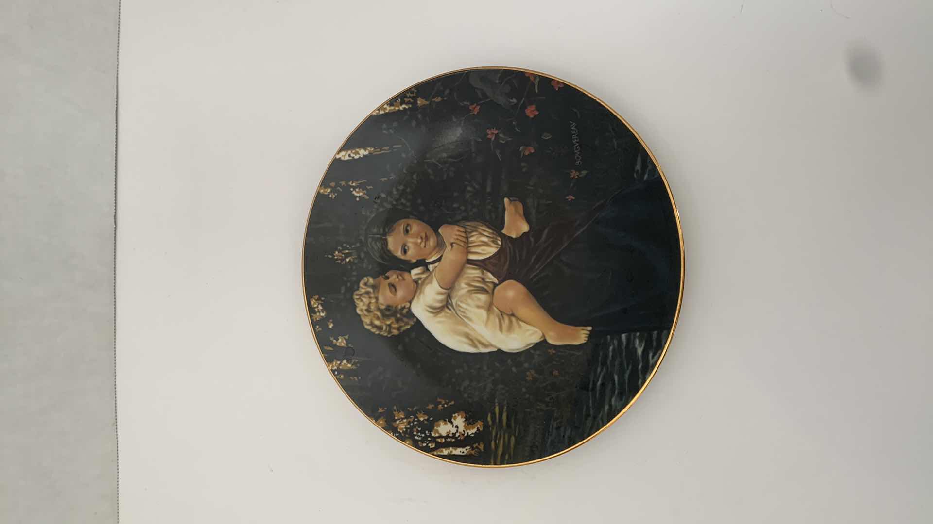 Photo 1 of WM A BOUGUEREAU “JEAN ET JEANETTE” PLATE 9” WIDE