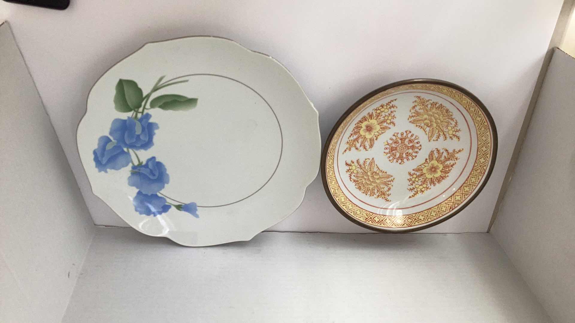 Photo 1 of PAIR OF JAPANESE INSPIRED SERVING PLATES, LARGEST IS 12” WIDE