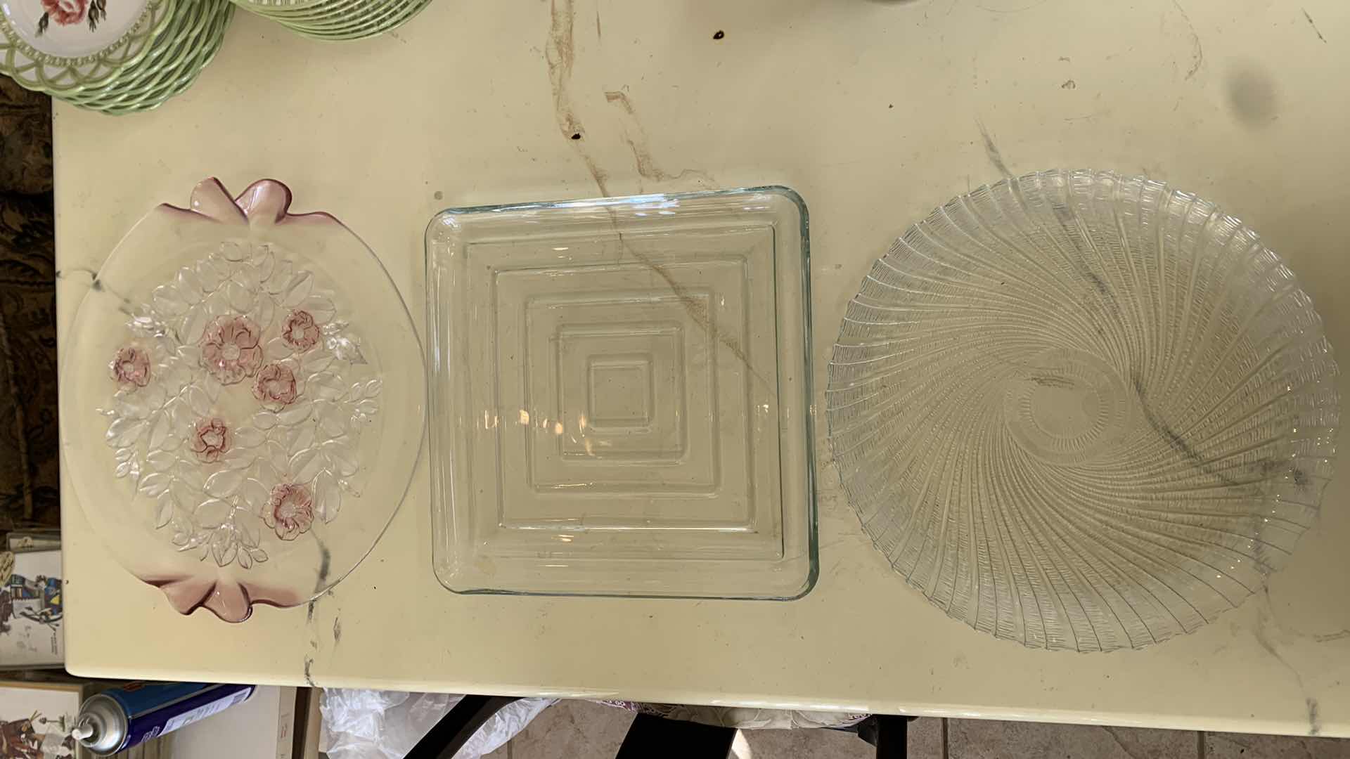 Photo 1 of SET OF 3 GLASSWARE PLATES LARGEST 13” WIDE