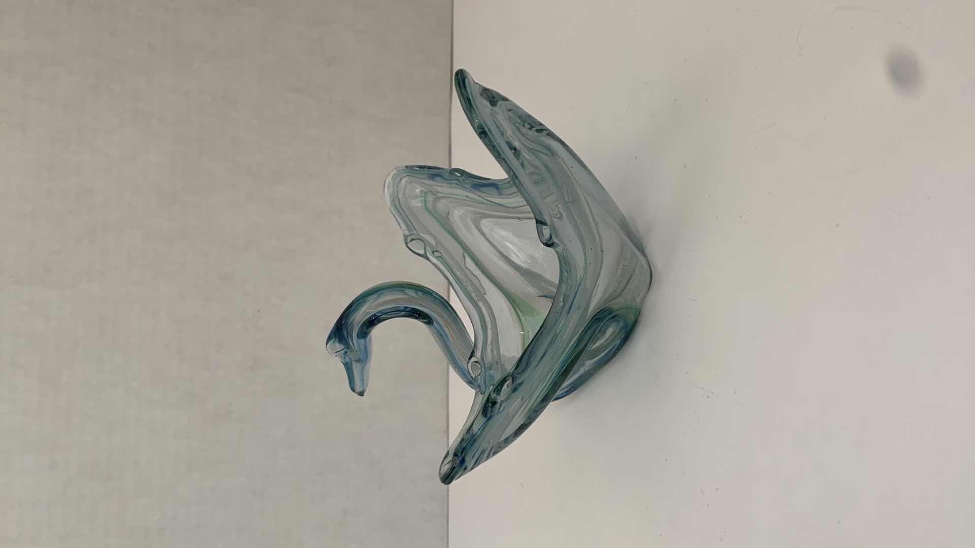 Photo 3 of MURANO BLUE GLASS SWAN RETAIL $75 6” X 7” H 5”