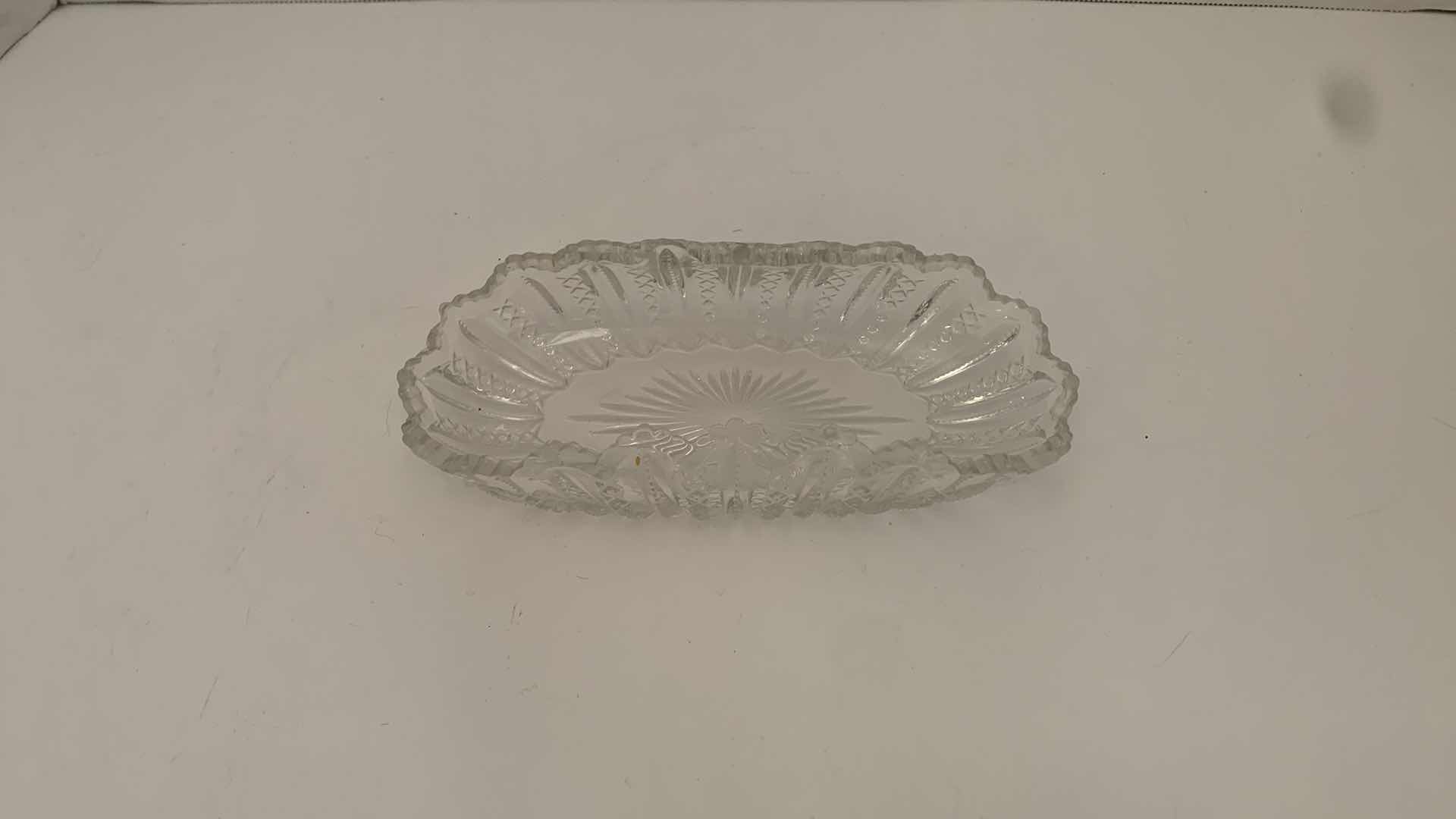 Photo 2 of VINTAGE CUT CRYSTAL BUTTER DISH 7.5” X 3.5” H 2”
