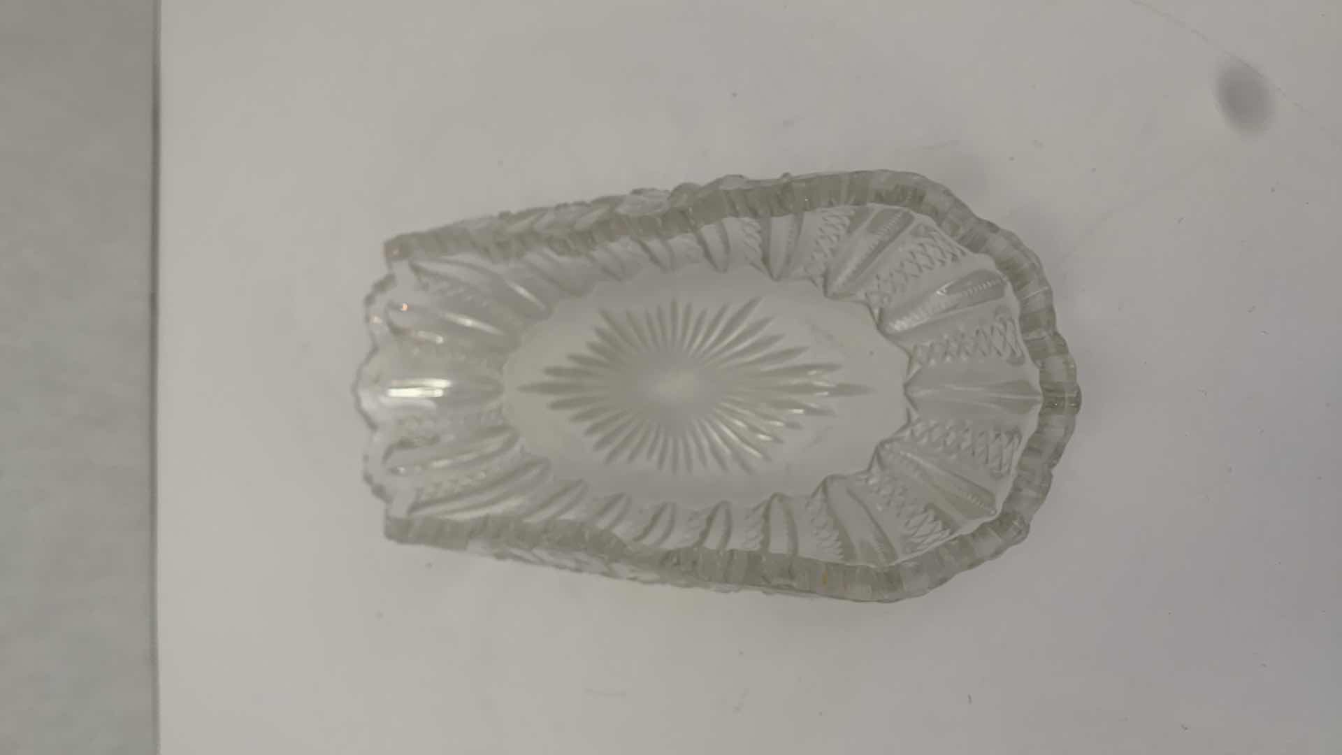 Photo 4 of VINTAGE CUT CRYSTAL BUTTER DISH 7.5” X 3.5” H 2”