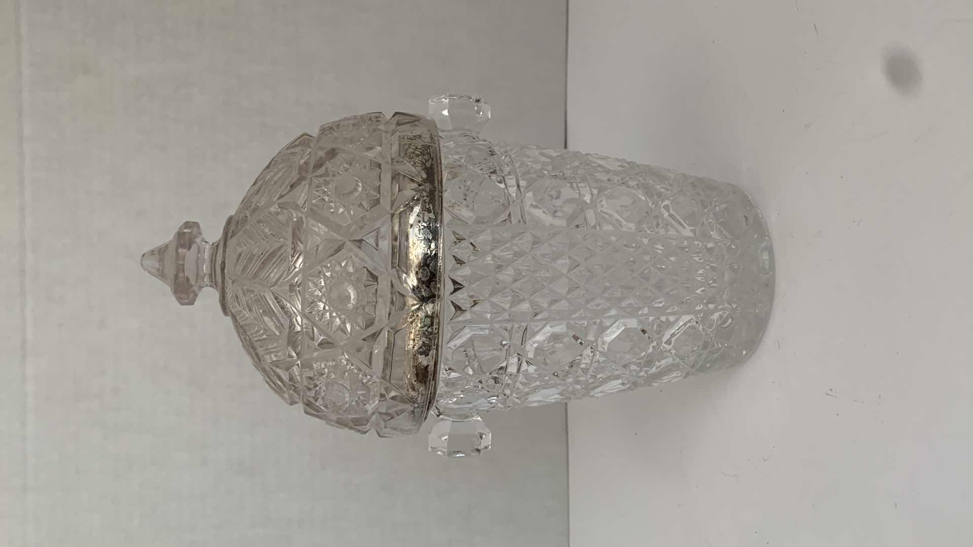 Photo 1 of VINTAGE CUT CRYSTAL CONTAINER WITH LID 6” X 6” H 10”