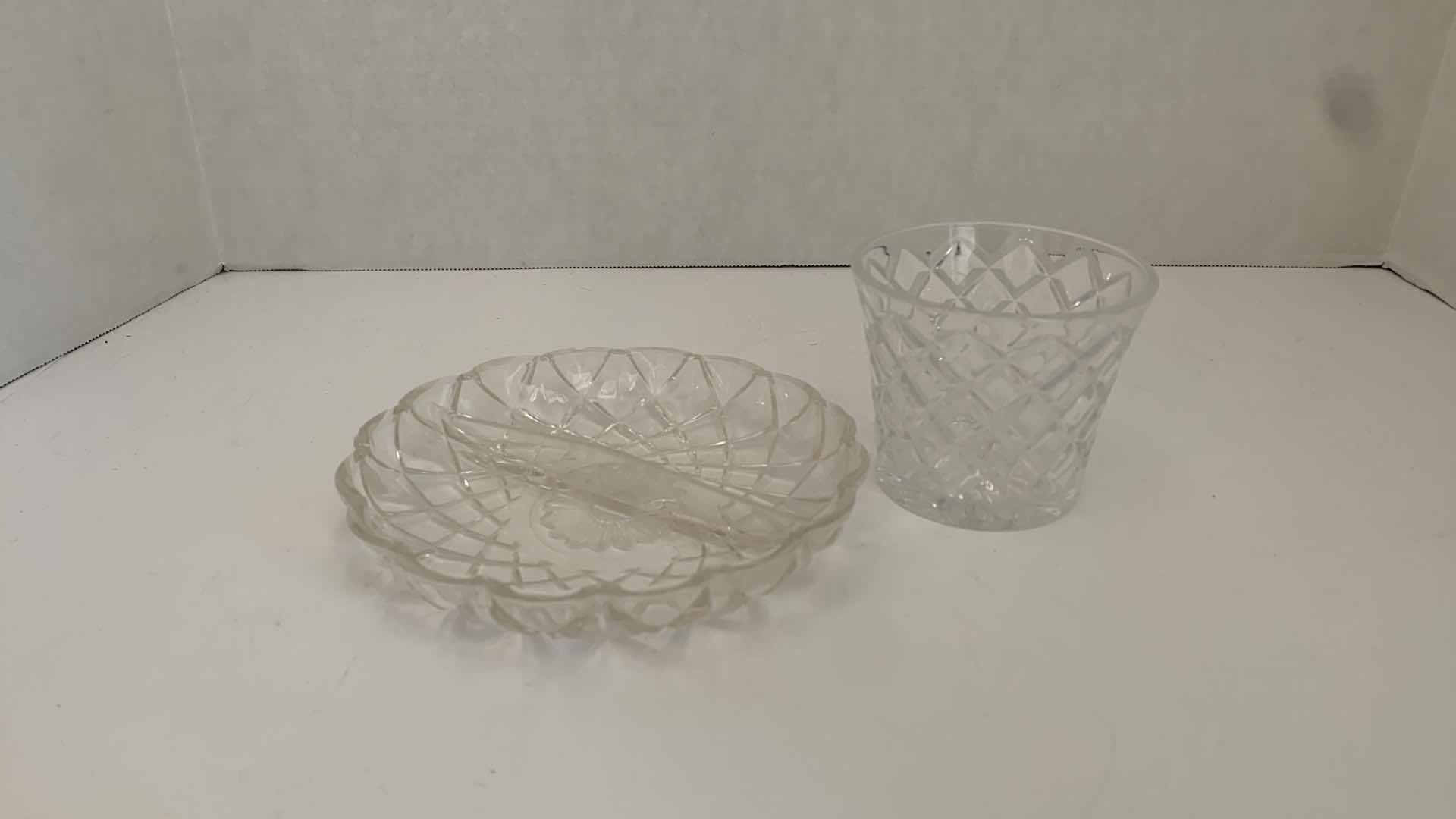 Photo 1 of SET OF 2 VINTAGE CUT CRYSTAL, CANDY DISH AND CUP 6” X 6” H 3”