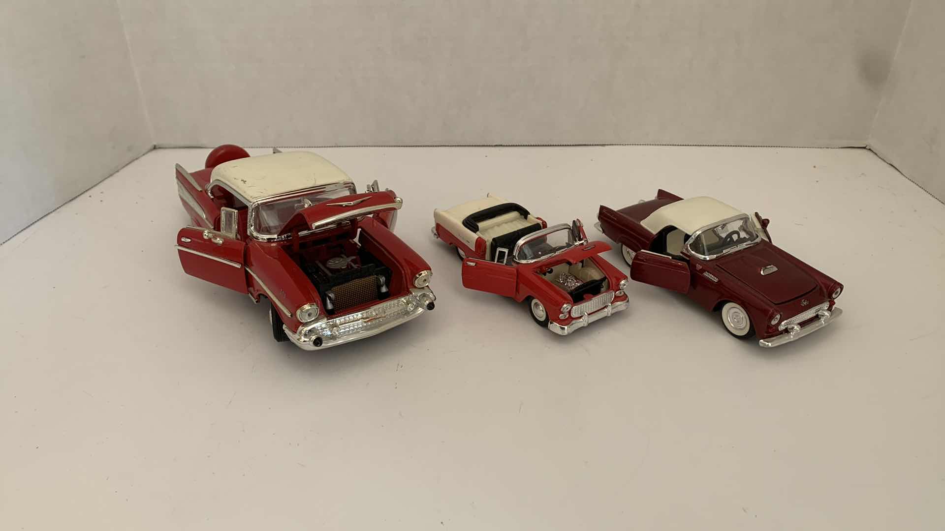 Photo 3 of SET OF 3 DIE CAST METAL 1950S CHEVROLET, LARGEST 9” X 3” H 2.5”