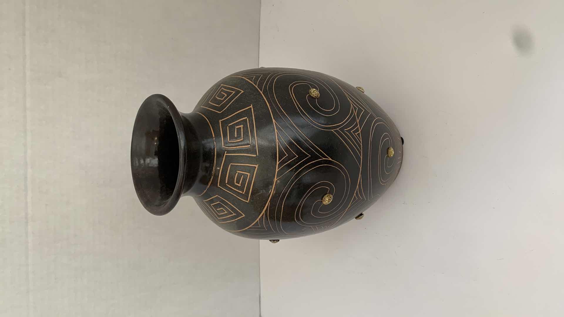 Photo 3 of DECORATIVE BROWN TRIBAL VASE 8” X 8” H 12”