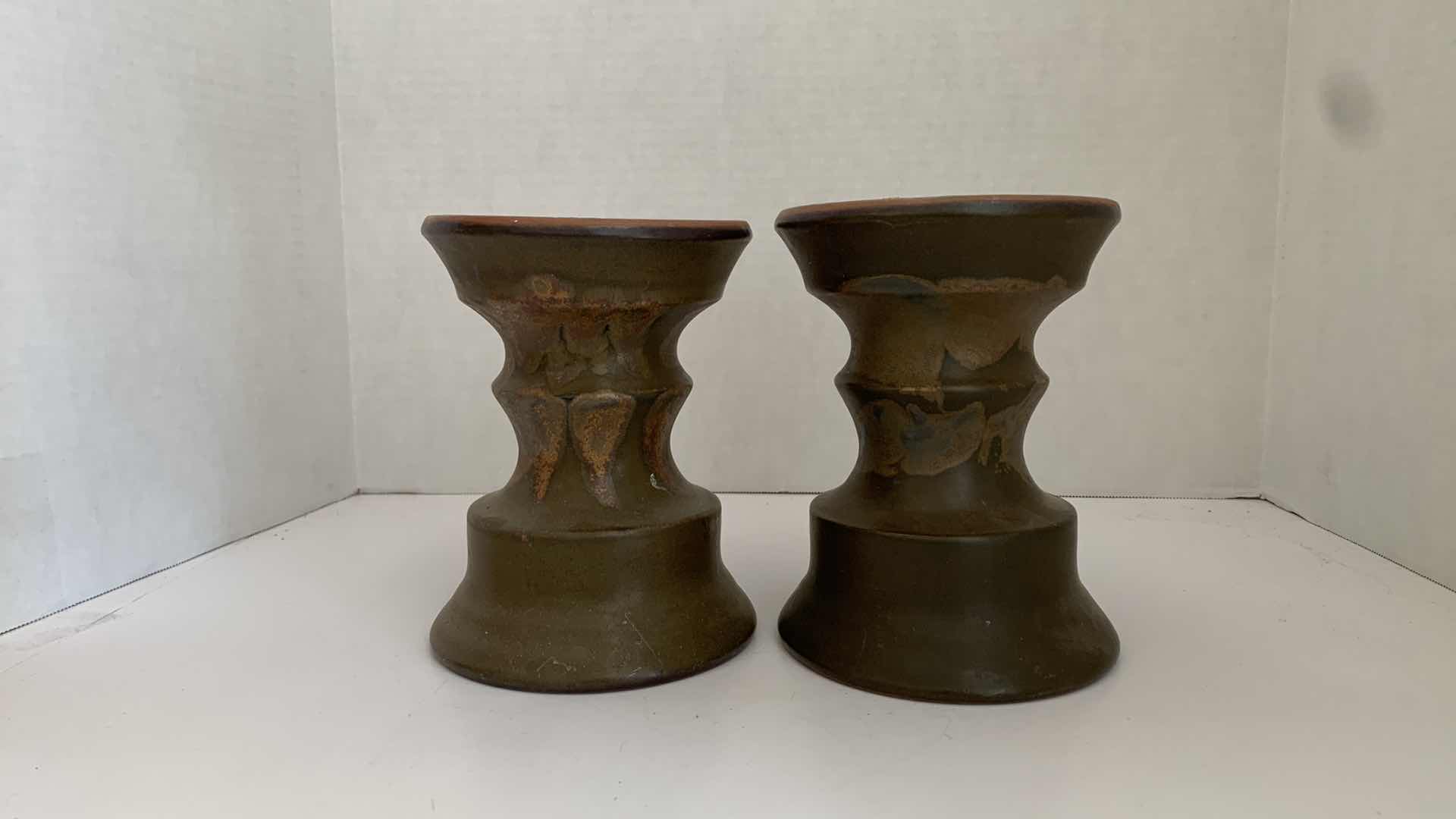 Photo 1 of SET OF 2 STONE VASES 5.5” X 5.5” H 7”