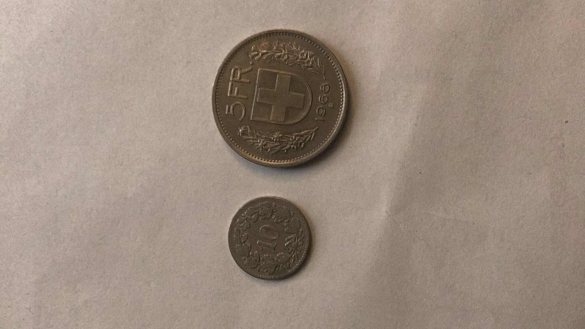 Photo 2 of SWITZERLAND 1897,1968 RAPPEN FRANCS COINS