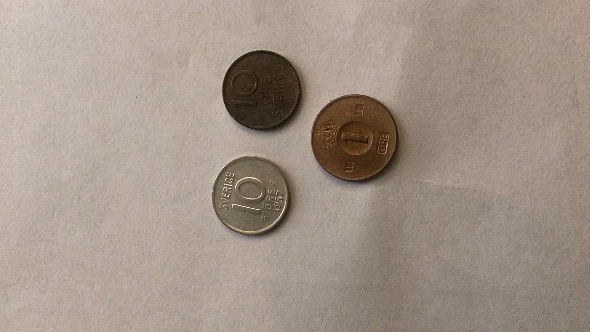 Photo 2 of SWEDEN 1957,1958,1964 ORE COINS