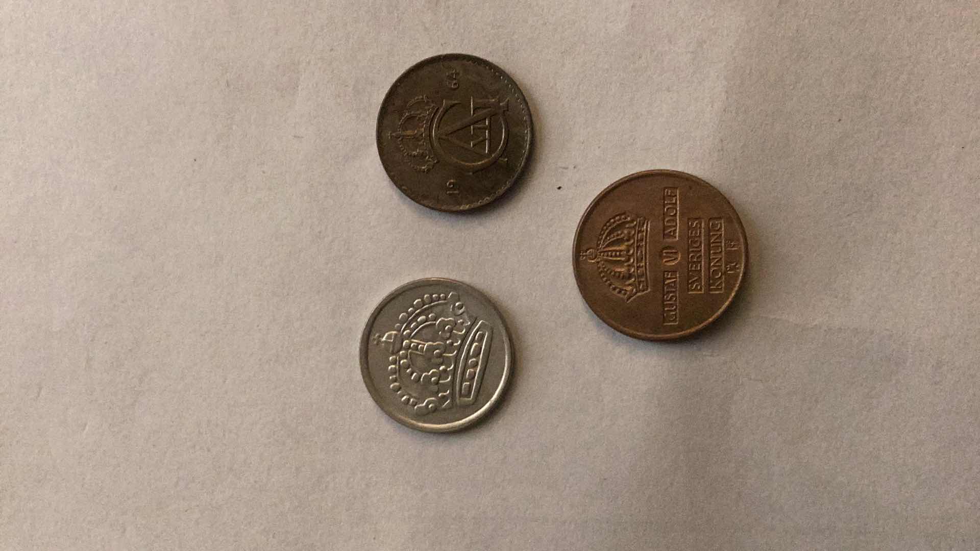 Photo 1 of SWEDEN 1957,1958,1964 ORE COINS