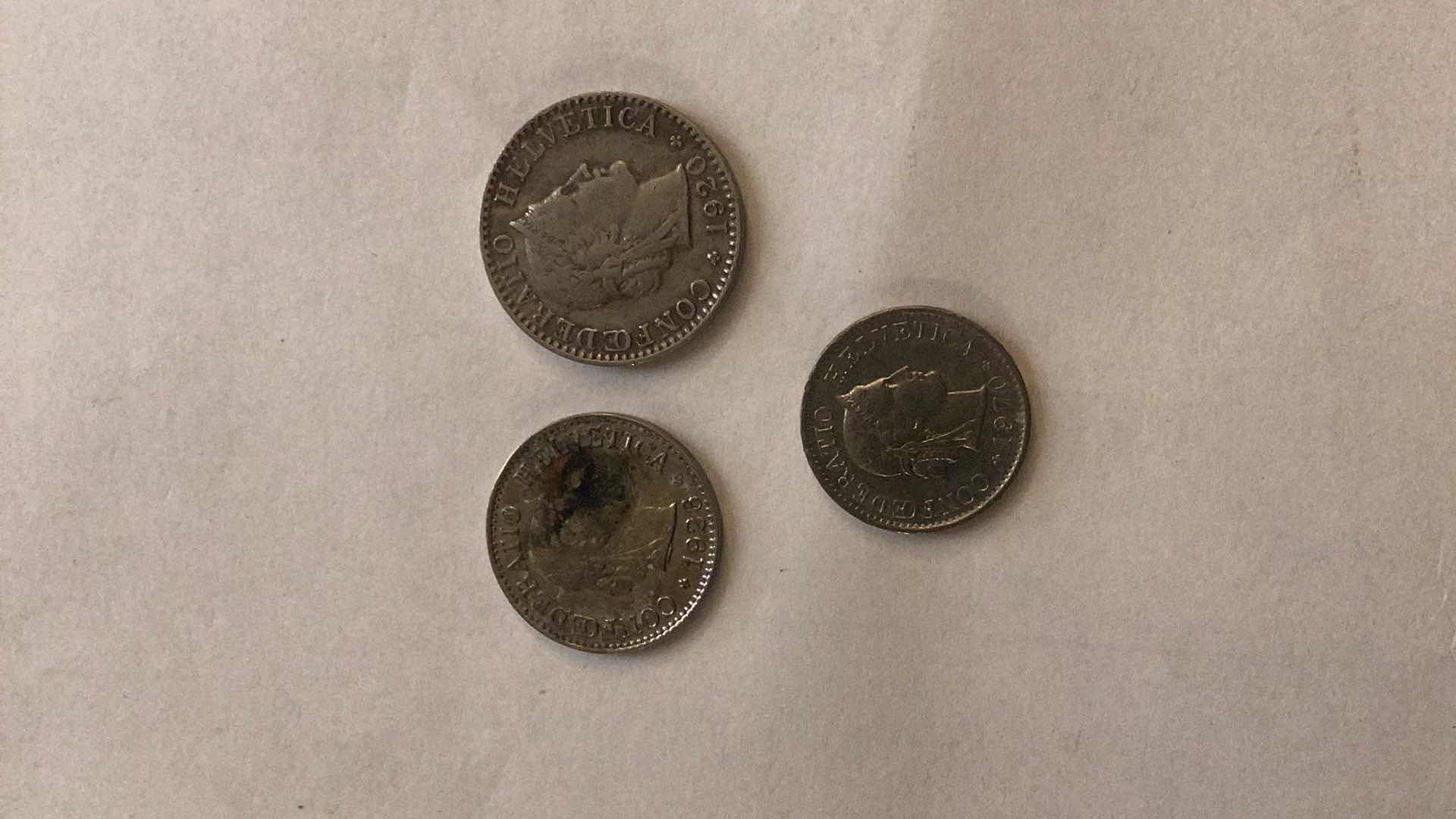 Photo 1 of SWITZERLAND 1920,1926,1970 RAPPEN COINS