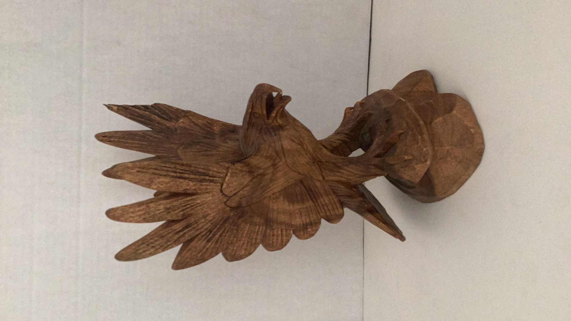 Photo 1 of HAND CARVED WOODEN EAGLE 8” X 8” H 14”