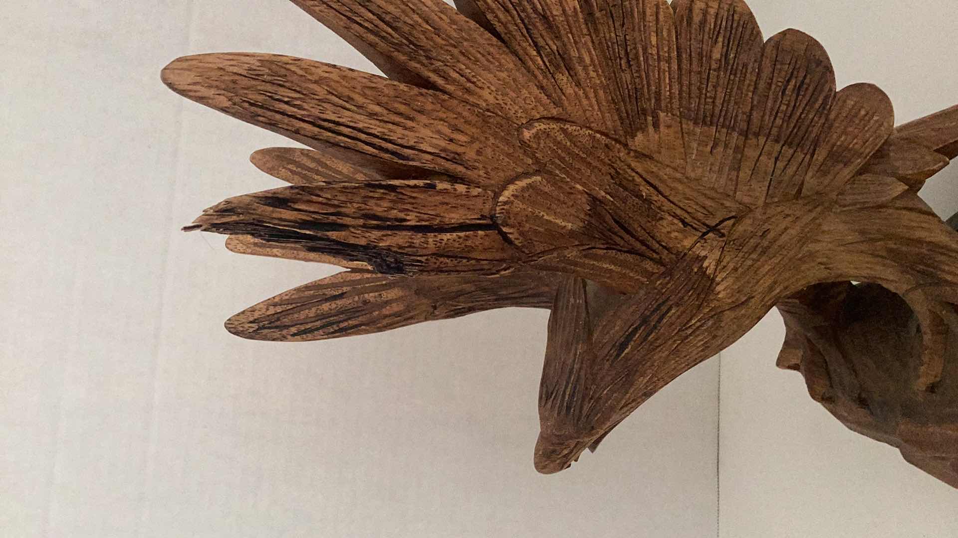 Photo 3 of HAND CARVED WOODEN EAGLE 8” X 8” H 14”