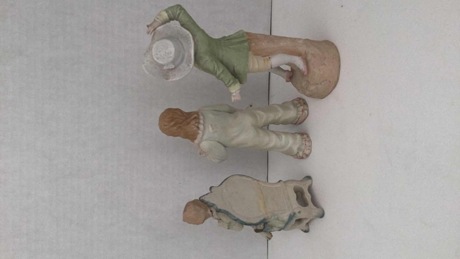 Photo 2 of SET OF THREE PORCELAIN FIGURES 8” TALL