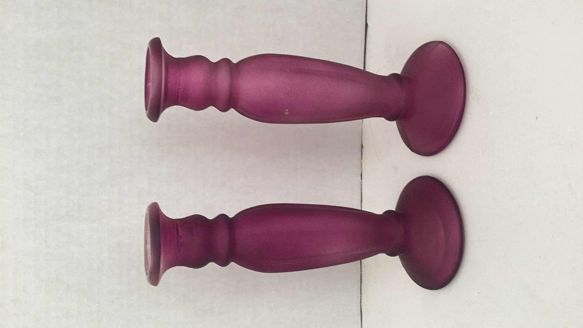 Photo 1 of 2 PURPLE VASES 9” TALL