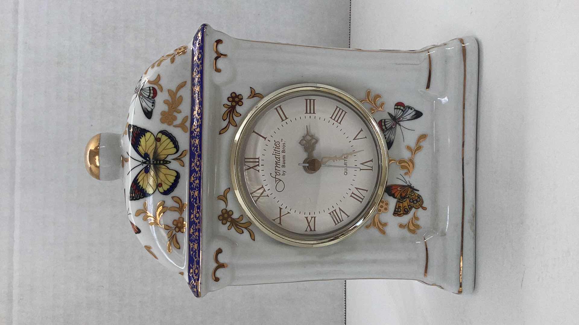 Photo 1 of FORMALITIES BY BAUM BROS PORCELAIN BUTTERFLY CLOCK