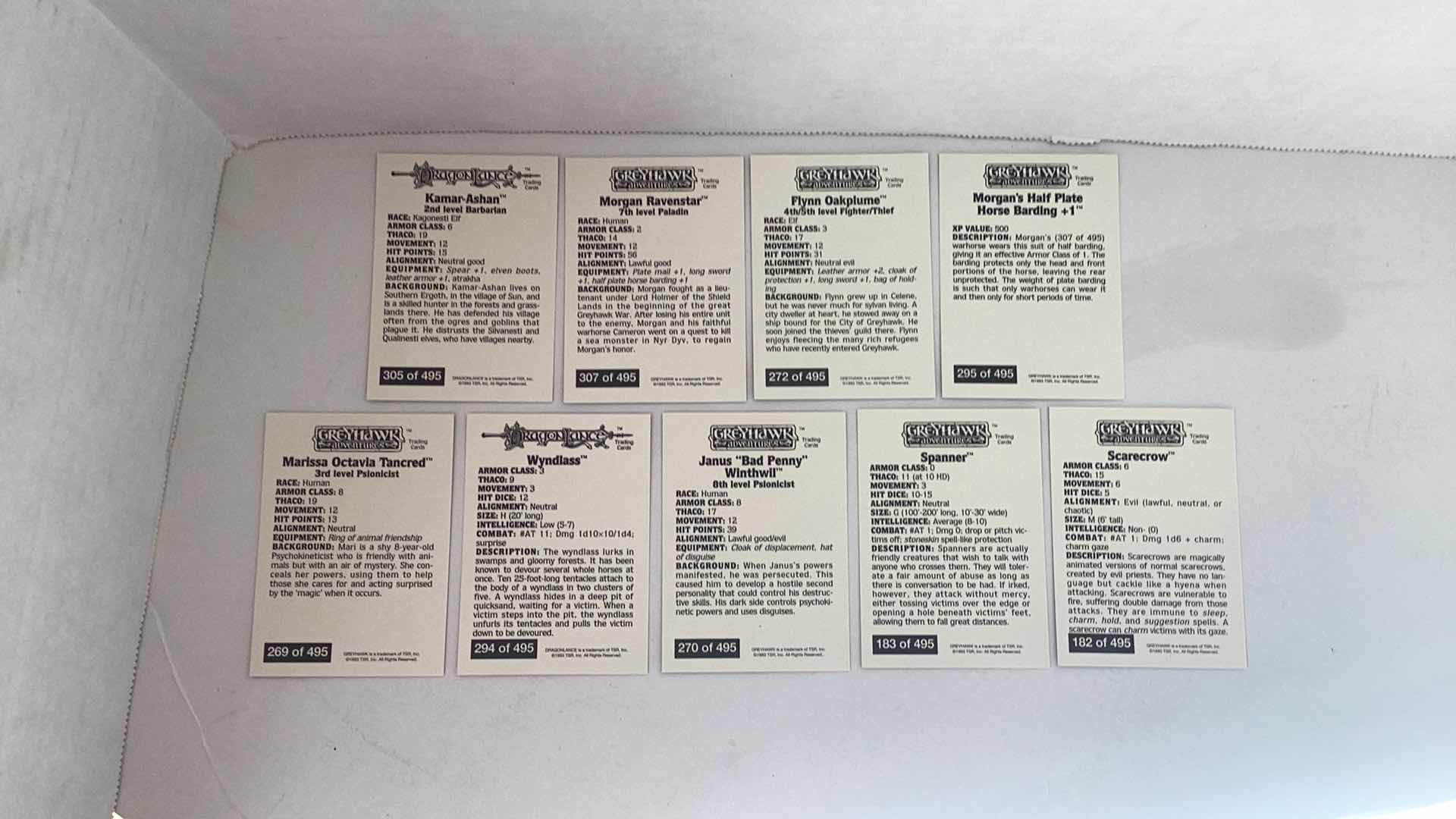 Photo 2 of SET OF 9 1993 DRAGONLANCE & GREYHAWK ADVENTURES TRADING CARDS
