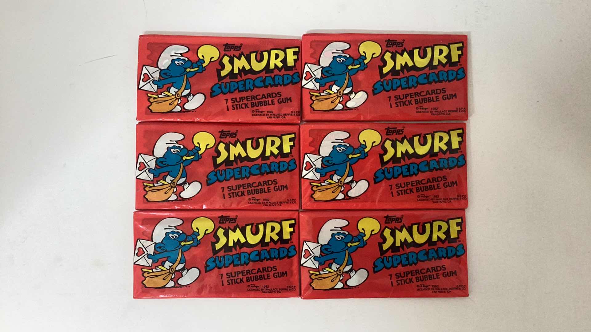 Photo 2 of SET OF 6 1982 TOPPS SMURF SUPERCARDS