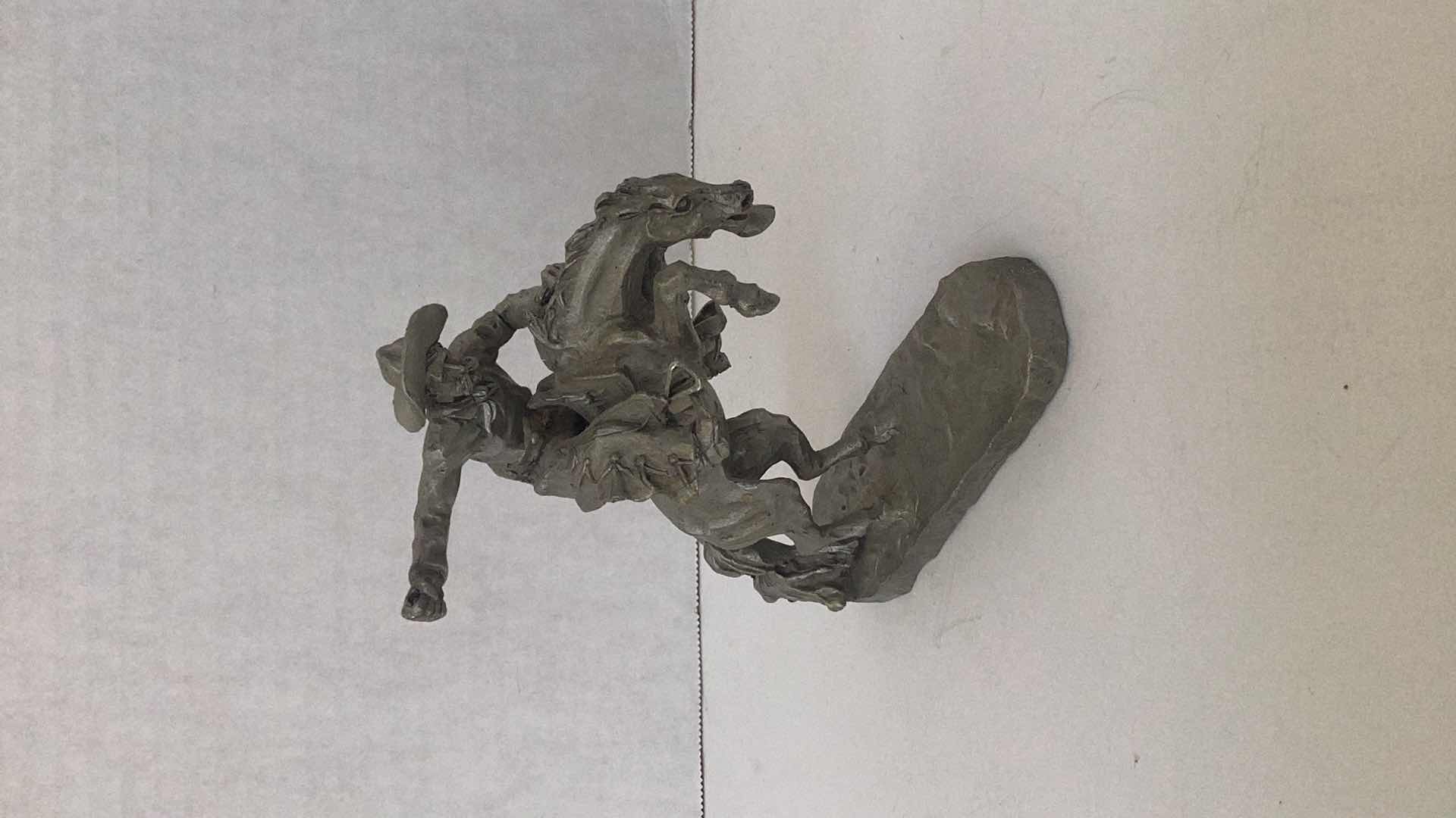 Photo 1 of PEWTER COWBOY RIDING A HORSE 5 INCHES TALL