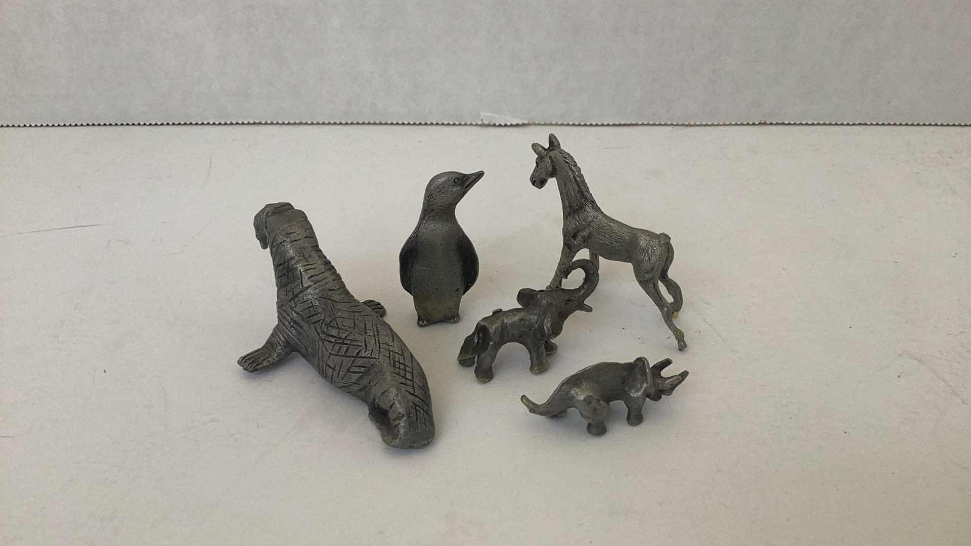 Photo 2 of SET OF 5 PEWTER ANIMALS TALLEST 2 INCHES