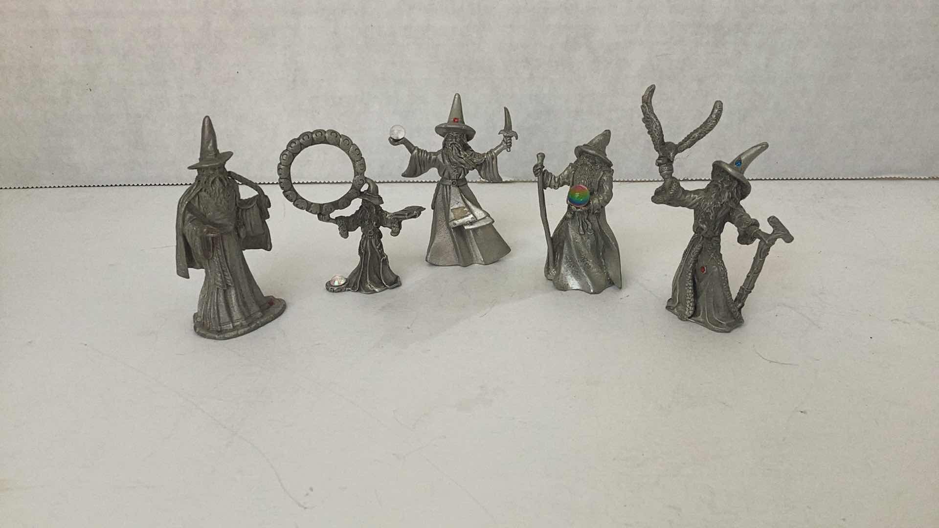 Photo 1 of SET OF 5 PEWTER WIZARDS