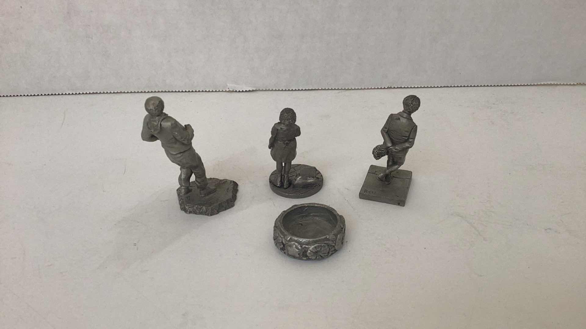 Photo 2 of SET OF 4 PEWTER PEOPLE AND DISH