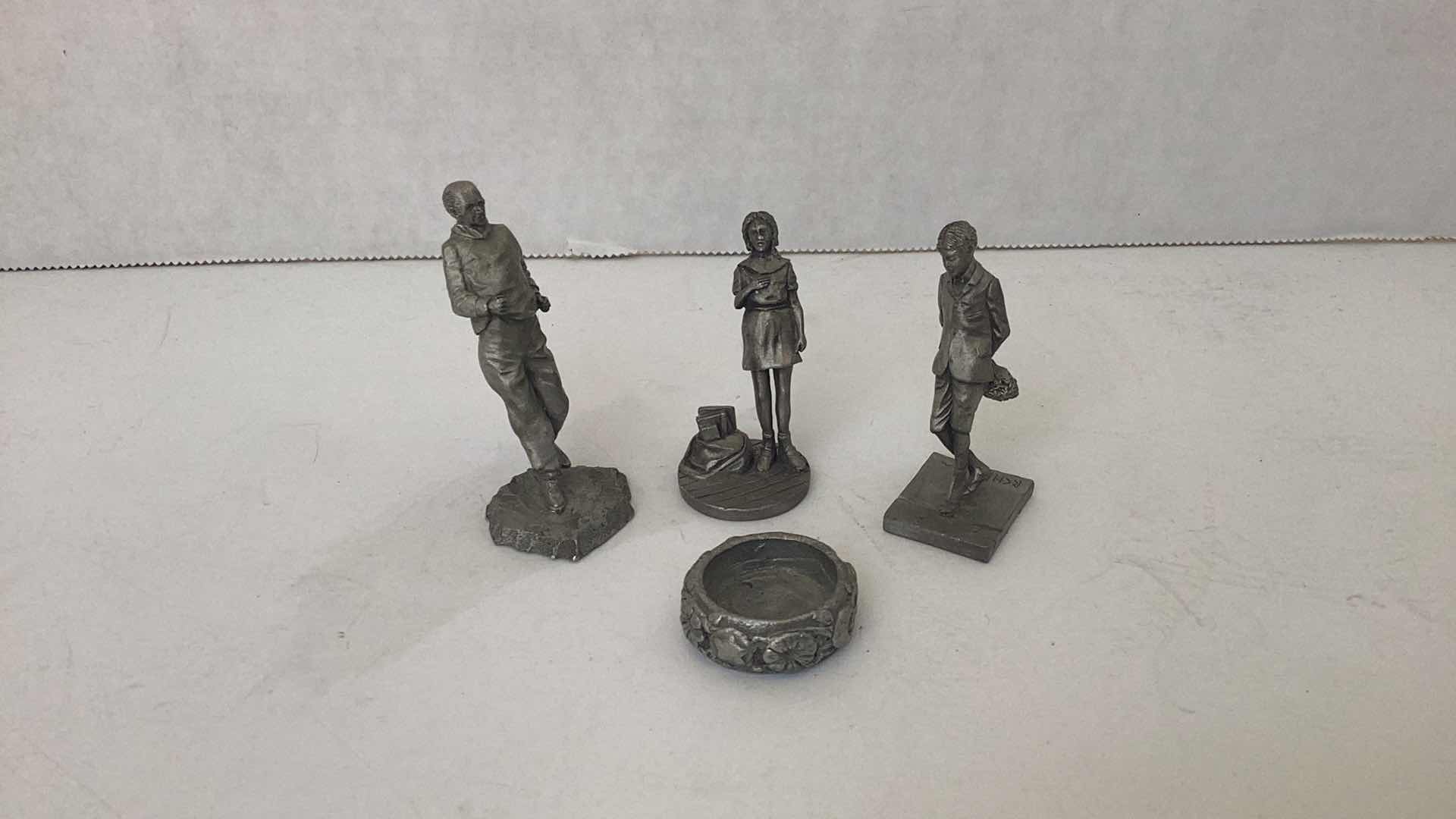 Photo 1 of SET OF 4 PEWTER PEOPLE AND DISH