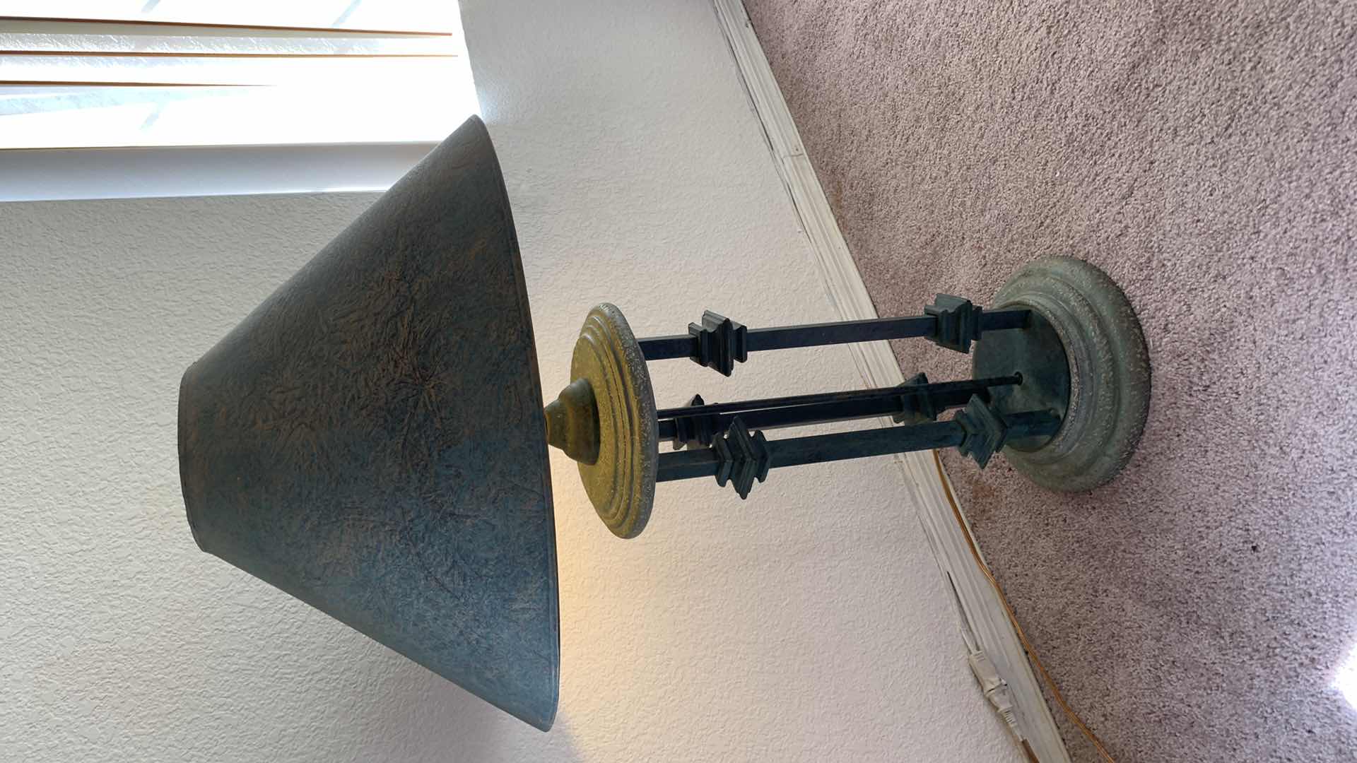 Photo 2 of ORNATE VINTAGE METAL TABLE LAMP, H35”