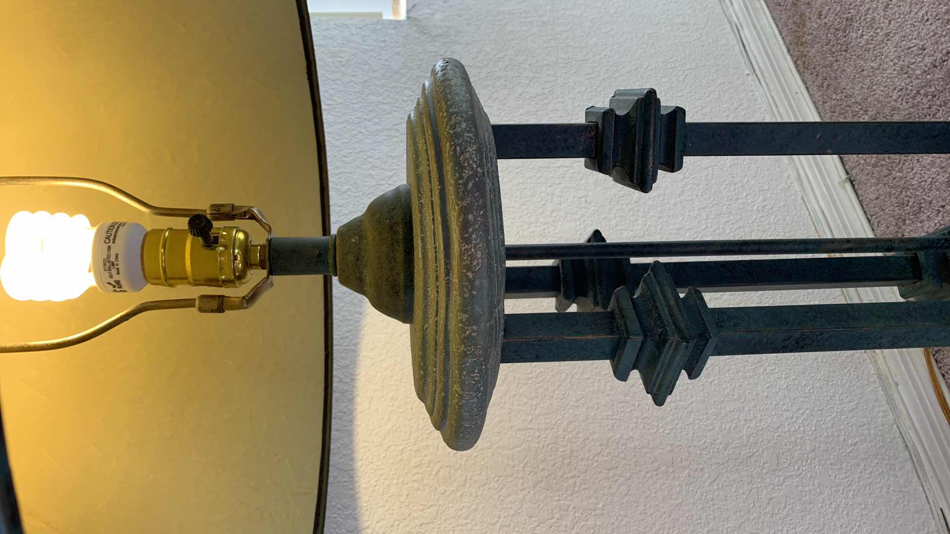 Photo 5 of ORNATE VINTAGE METAL TABLE LAMP, H35”