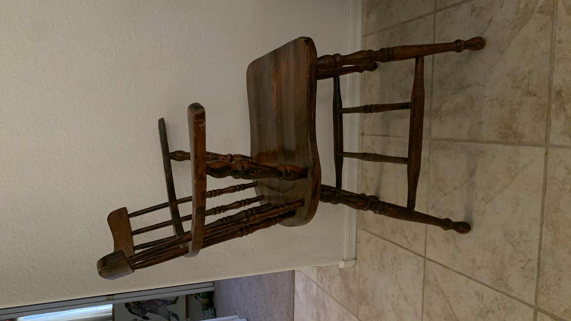Photo 4 of ANTIQUE WOOD OCCASIONAL CHAIR 25” x 20” x H34”