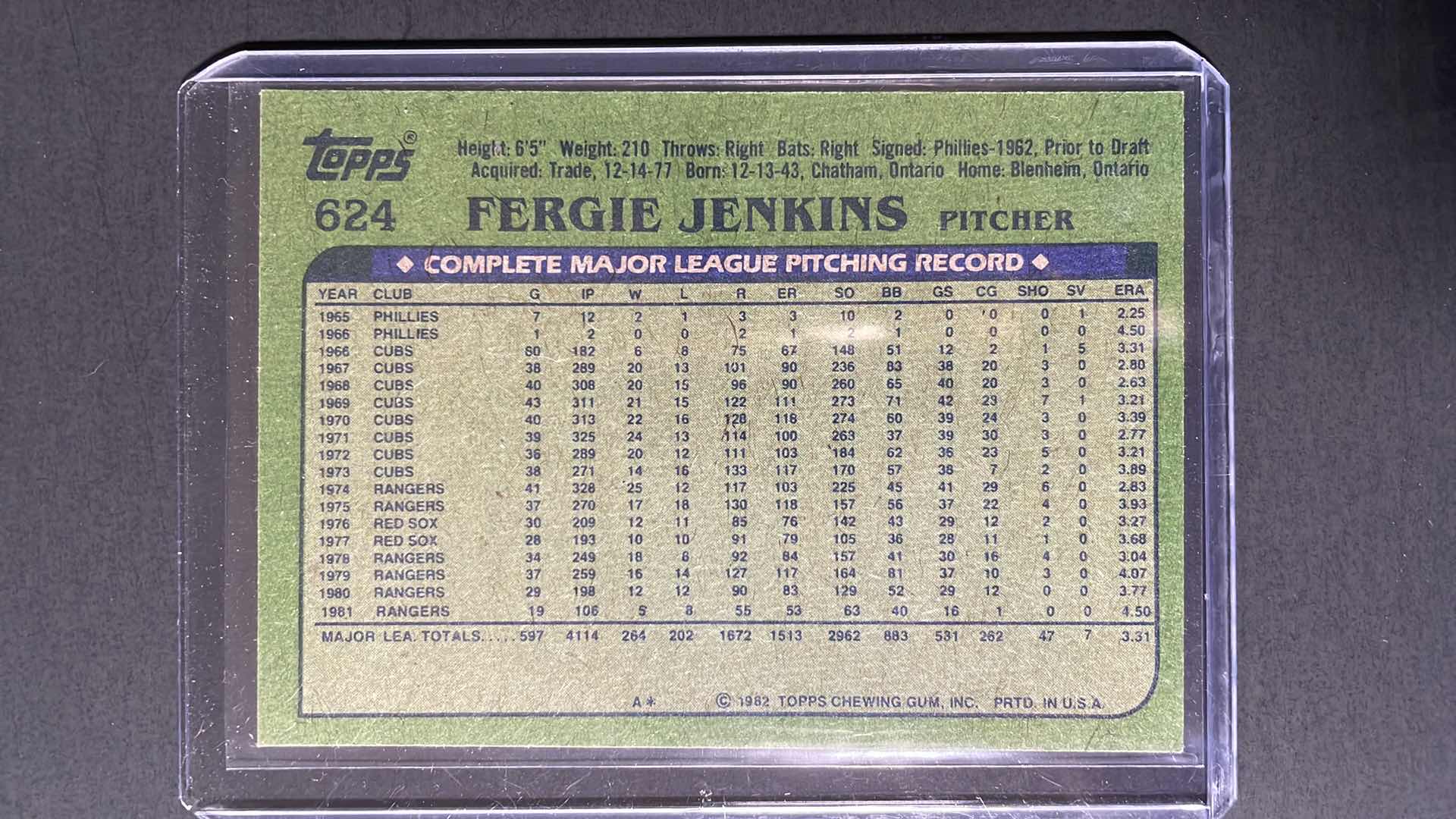 Photo 2 of 1982 TOPPS FERGIE JENKINS